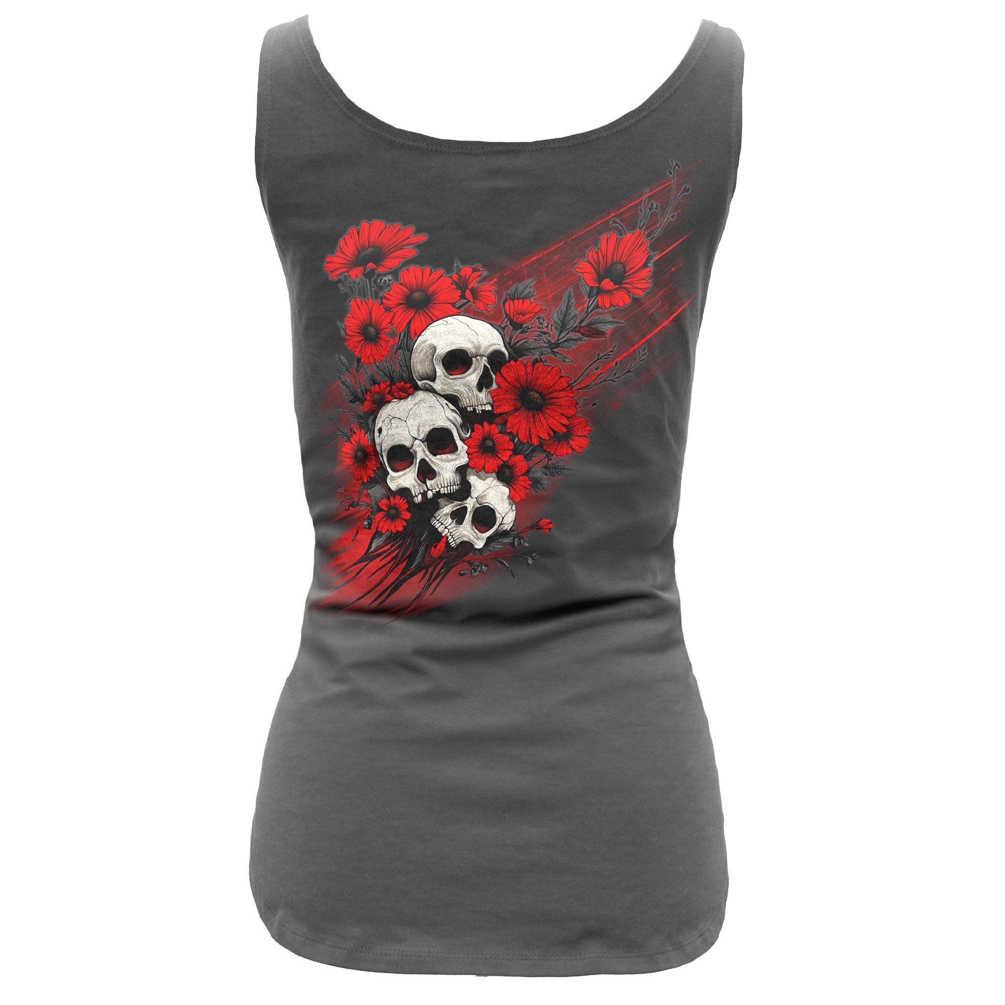 Hot Leathers Wild Flower Skulls Womens Charcoal TT GLC2589