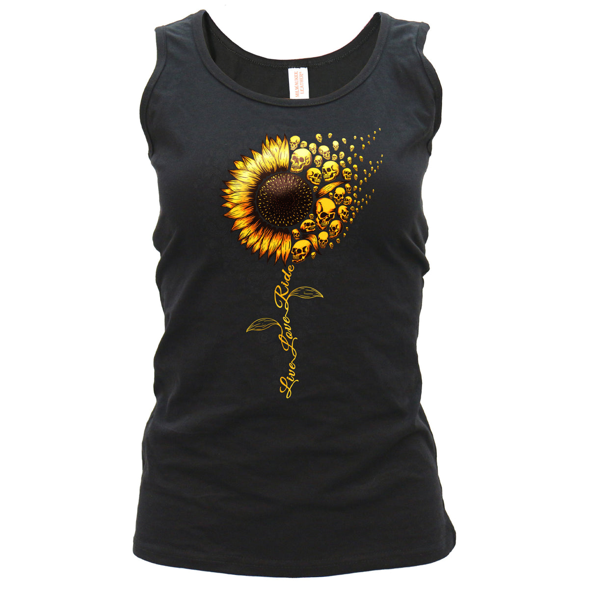 Hot Leathers Sunflower Skull Womens Black Tank Top GLC2591