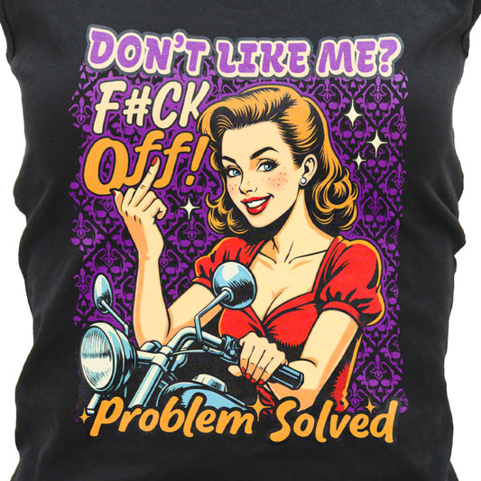 Hot Leathers Problem Solved Women's Black Tank Top GLC2593