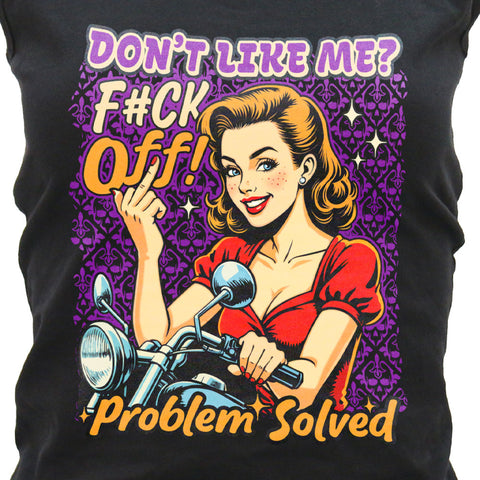 Hot Leathers Problem Solved Women's Black Tank Top GLC2593