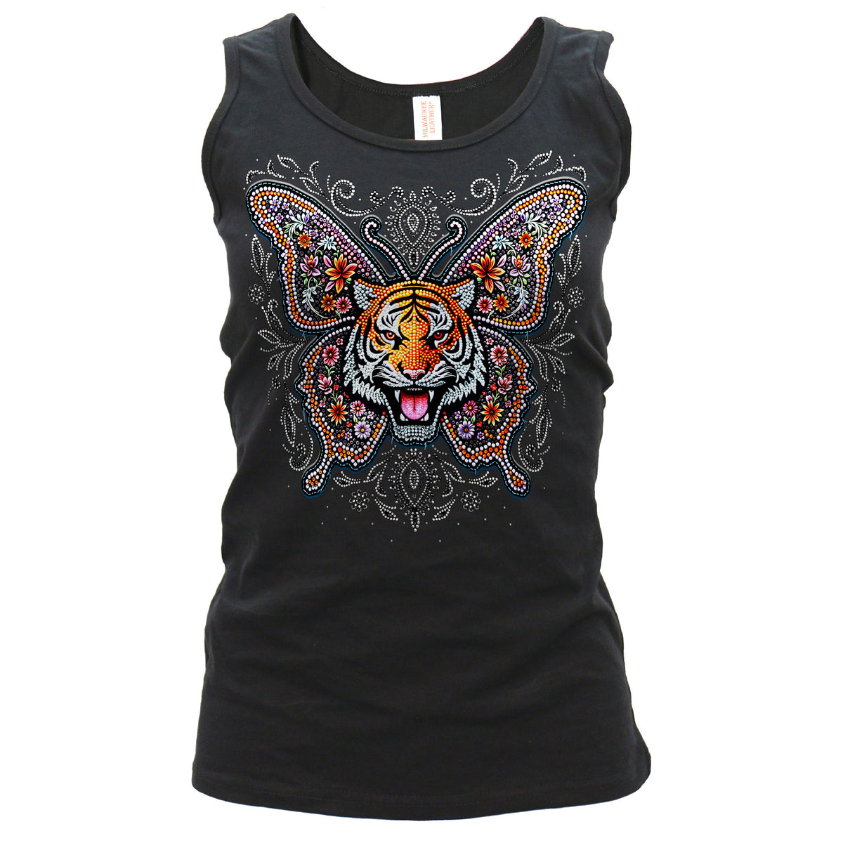Hot Leathers Tiger Butterfly Womens Black Tank Top GLC2595