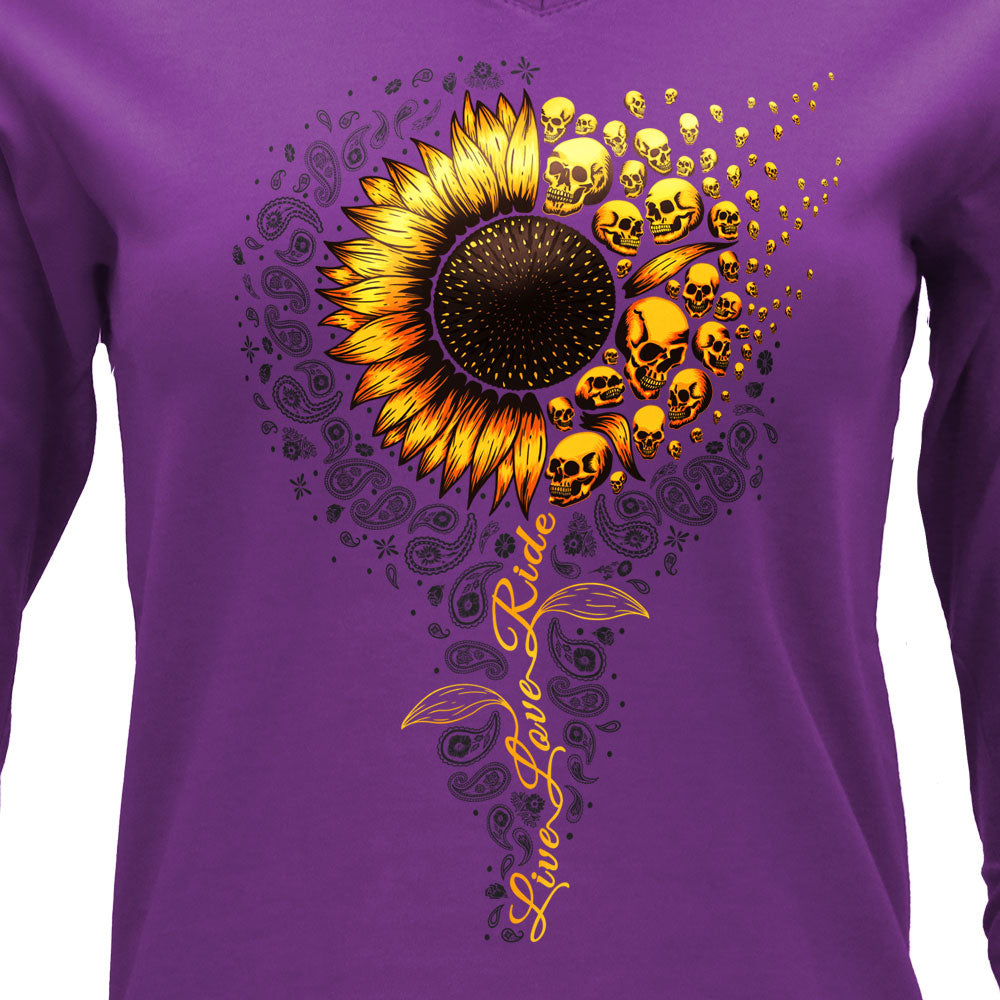 LS V SUNFLOWER SKULLS PURPLE S
