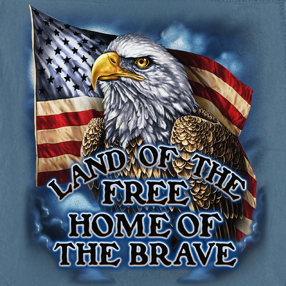Hot Leathers Land of The Free USA Proud Eagle Mens Light Blue Denim Shirt GMD5474