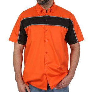 Hot Leathers 2 Tone Stiped Orange and Black Mechanics Shirt GMM1007
