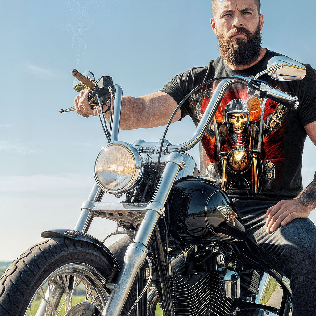 Hot Leathers Skull Rider Black T-Shirt GMS1551