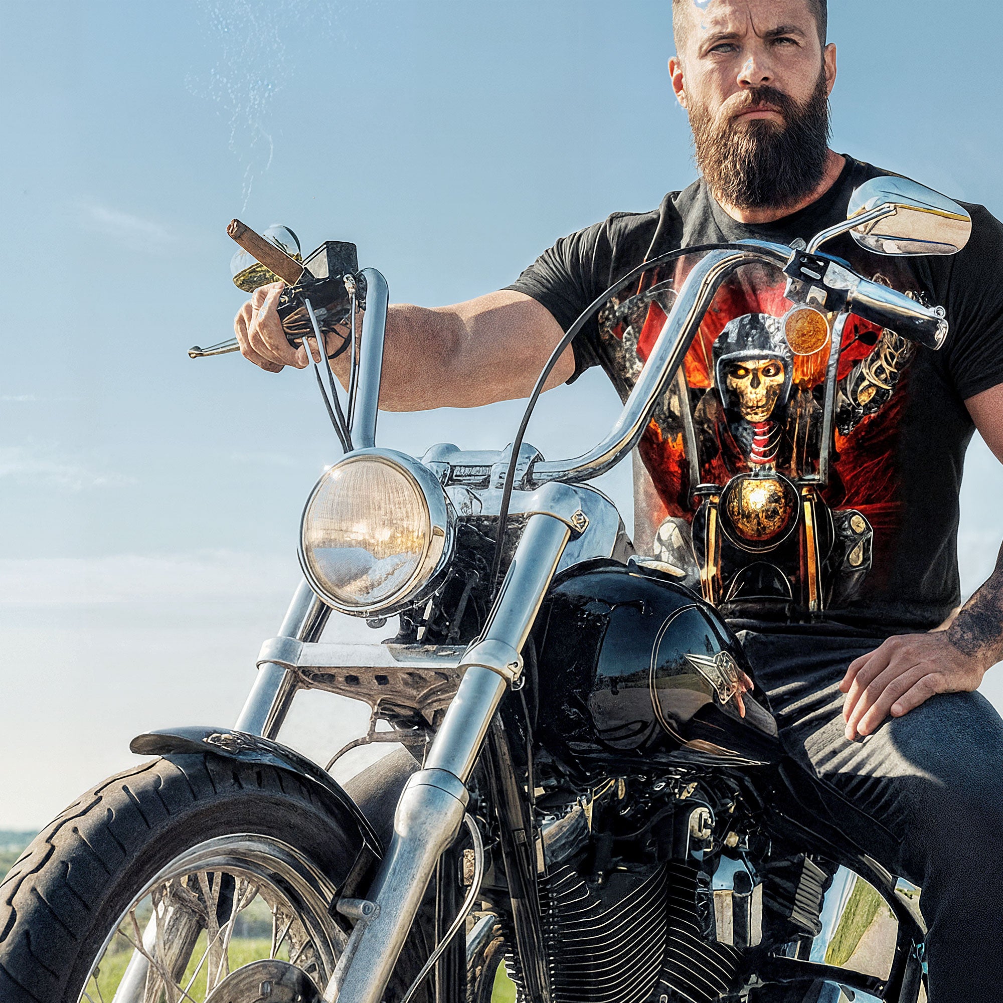 Hot Leathers Skull Rider Black T-Shirt GMS1551