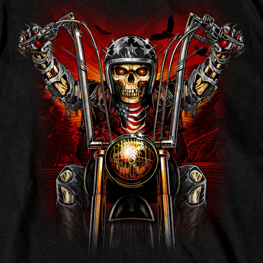 Hot Leathers Skull Rider Black T-Shirt