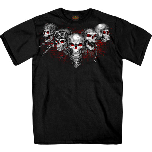 Hot Leathers Five Skulls Red Mens Black ss T-shirt GMS1562