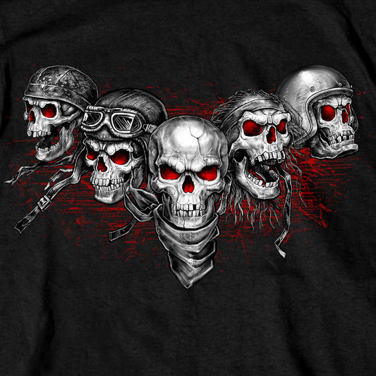 Hot Leathers Five Skulls Red Mens Black ss T-shirt GMS1562