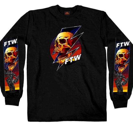 Hot Leathers GMS2530 FTW Skull Mens Black Long Sleeve Shirt
