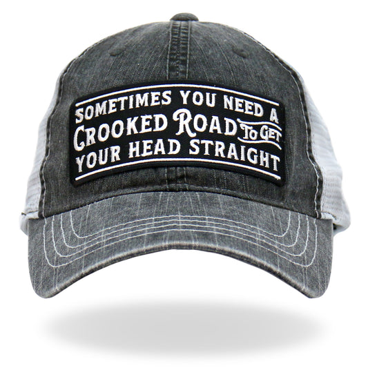 Hot Leathers Crooked Road Gray And White Trucker Hat GSH1042
