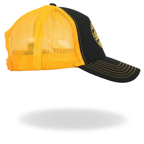 Hot Leathers Black And Yellow Trucker Hat Local Dive Bar GSH1048