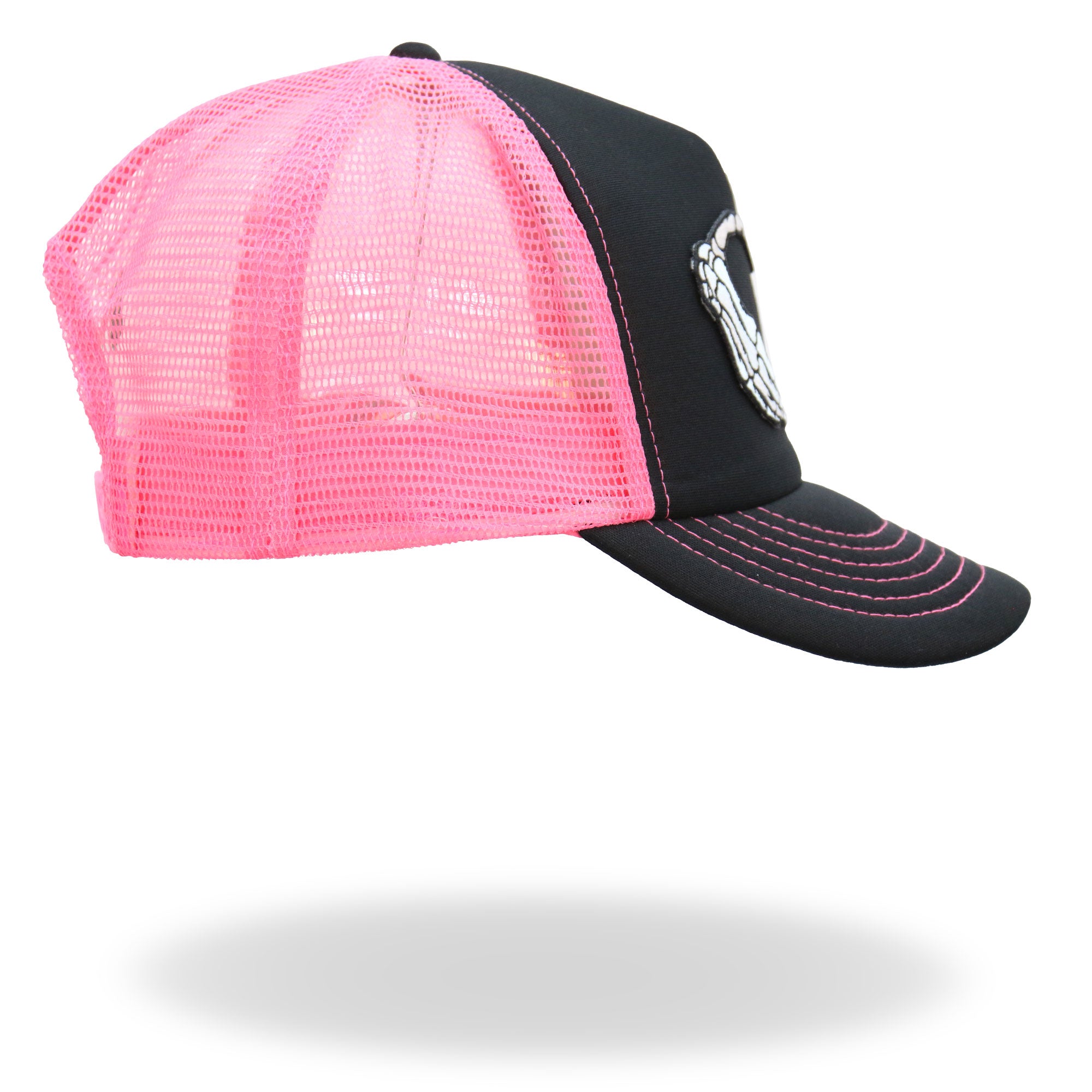 Hot Leathers Skeleton Hand Heart Black and Pink Trucker Hat GSH1054