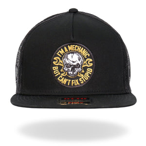 Hot Leathers Black Yellow And White Mechanic Can't Fix Stupid Snapback Hat GSH2036