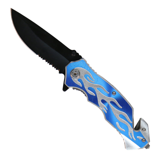 Hot Leathers Blue Silver Flame Knife KNA1165
