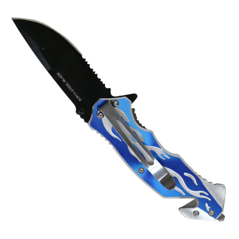 Hot Leathers Blue Silver Flame Knife KNA1165