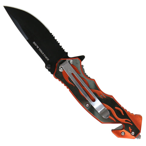 Hot Leathers Black Orange Flame Knife KNA1166