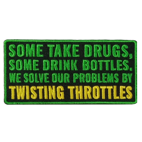 Hot Leathers DRUGS BOTTLES THROTTLES 4" x 2" Embroidered Patch