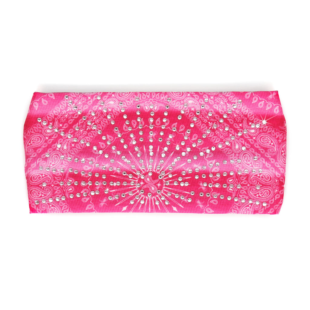 Hot Leathers Bling Bands Pink Bandana Rhinestone Crystal Headband Wraps RWC2005