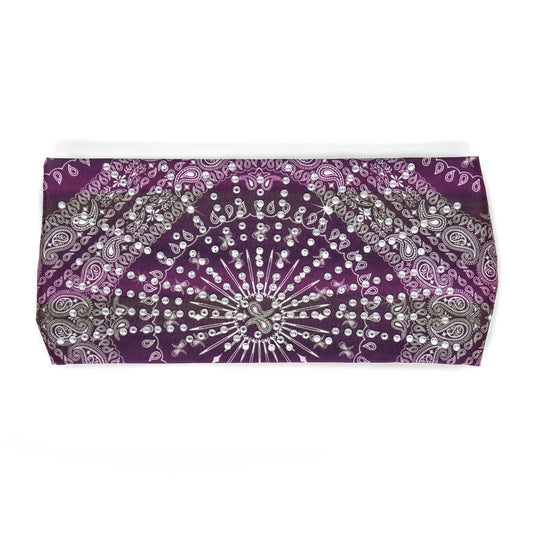 Hot Leathers Bling Bands Purple And White Bandana Rhinestone Crystal Headband Wraps RWC2007