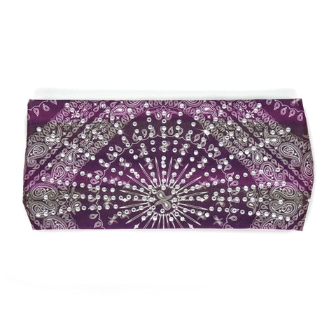 Hot Leathers Bling Bands Purple And White Bandana Rhinestone Crystal Headband Wraps RWC2007