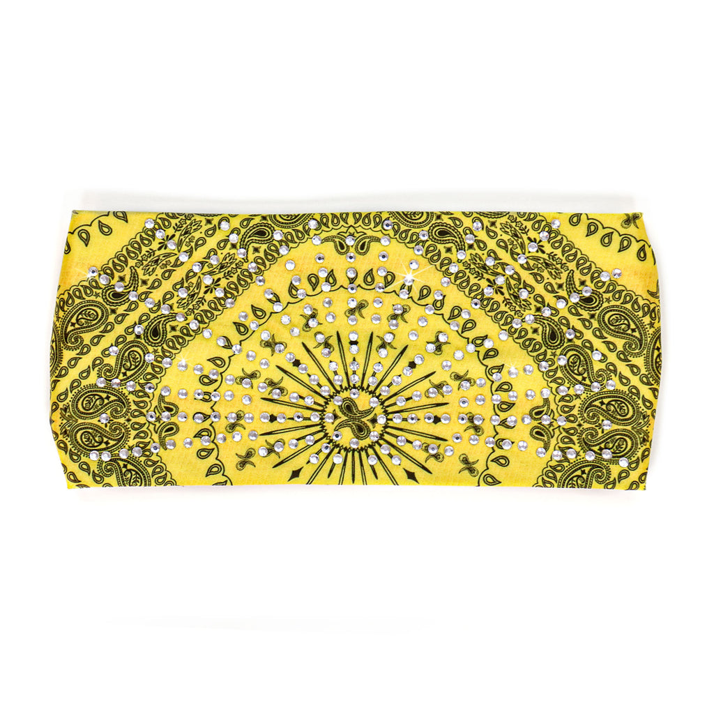 Hot Leathers Bling Bands Yellow Bandana Rhinestone Crystal Headband Wraps RWC2011