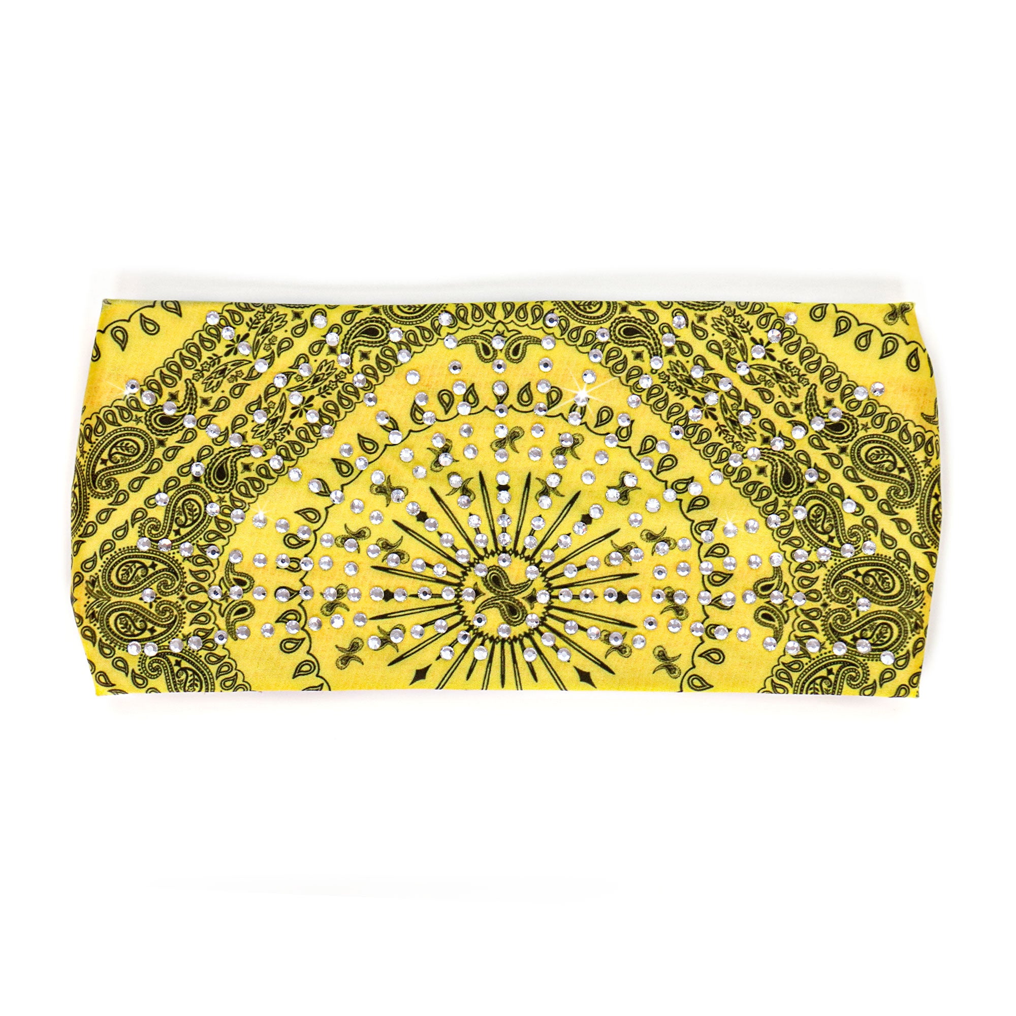 Hot Leathers Bling Bands Yellow Bandana Rhinestone Crystal Headband Wraps RWC2011