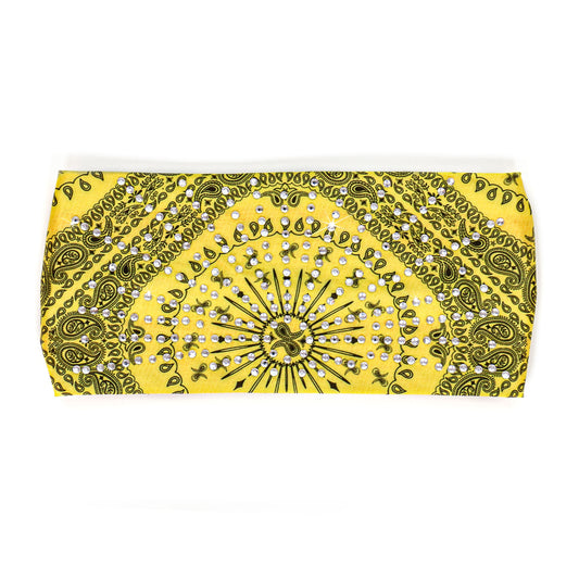 Hot Leathers Bling Bands Yellow Bandana Rhinestone Crystal Headband Wraps RWC2011