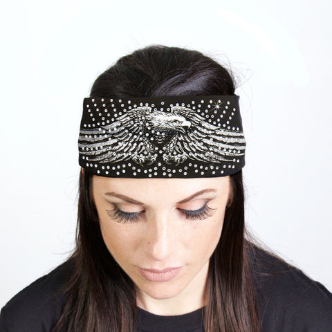 Hot Leathers Bling Bands Downwing Eagle Rhinestone Crystal Headband Wraps RWC2020