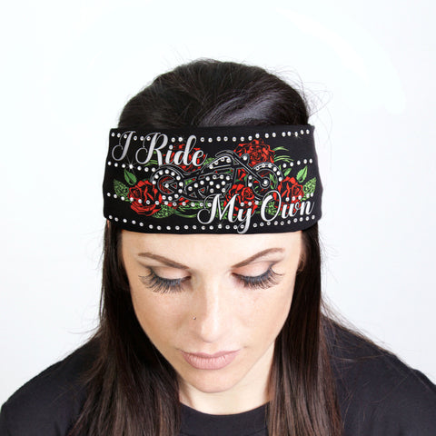 Hot Leathers Bling Bands I Ride My Own Rhinestone Crystal Headband Wraps RWC2028
