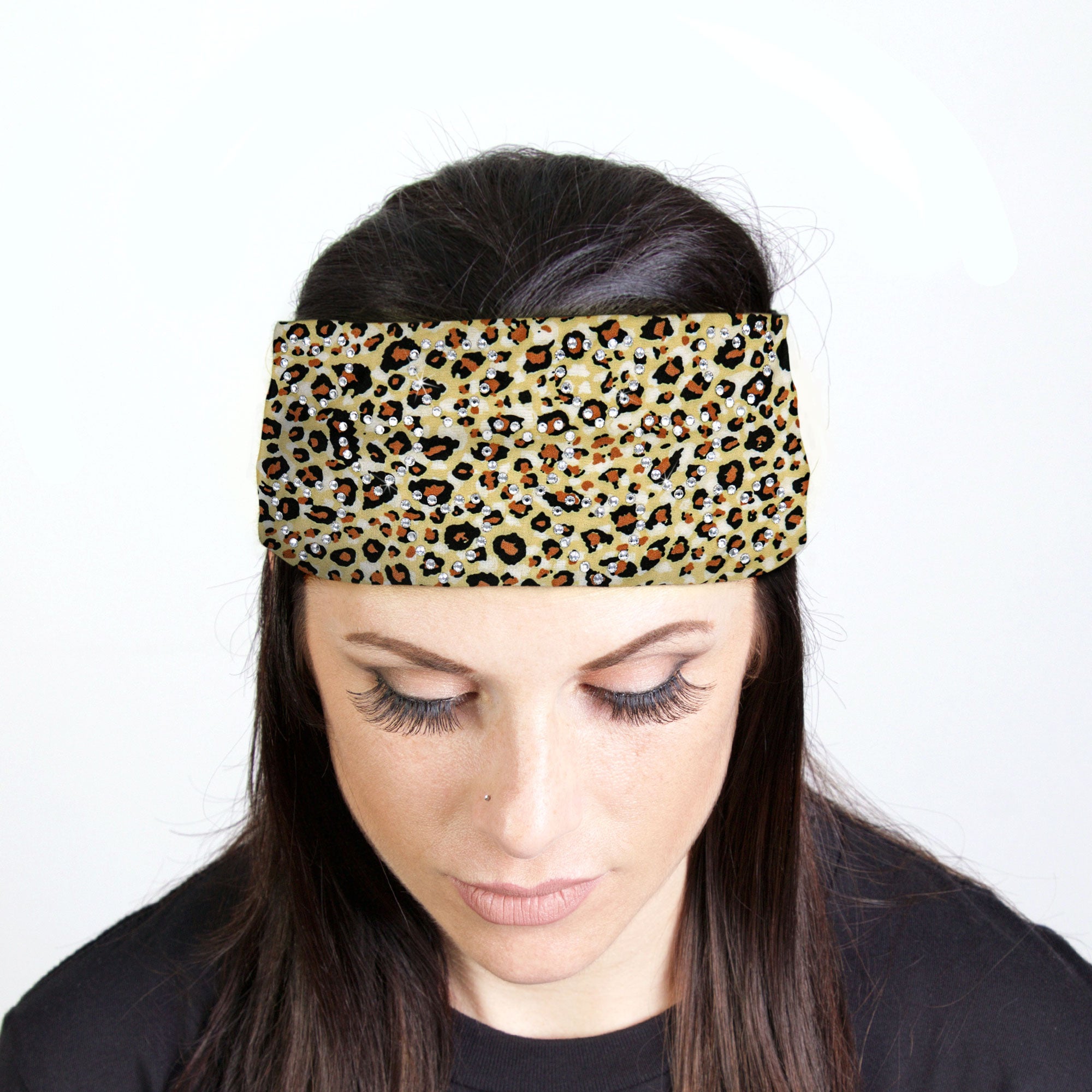 Hot Leathers Bling Bands Leopard Print Rhinestone Crystal Headband Wraps RWC2030