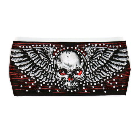 Hot Leathers Bling Bands Skull And Wings Rhinestone Crystal Headband Wraps RWC2041