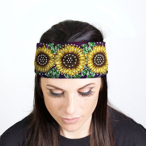 Hot Leathers Bling Bands Sunflowers Rhinestone Crystal Headband Wraps RWC2044