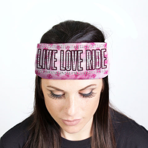 Hot Leathers Bling Bands T-Dye Live Love Rde Rhinestone Crystal Headband Wraps RWC2047