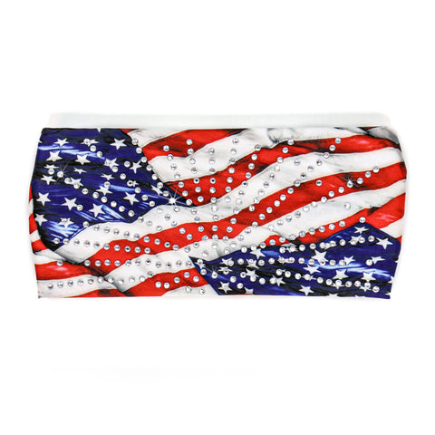 Hot Leathers Bling Bands Waving Flag Rhinestone Crystal Headband Wraps RWC2048