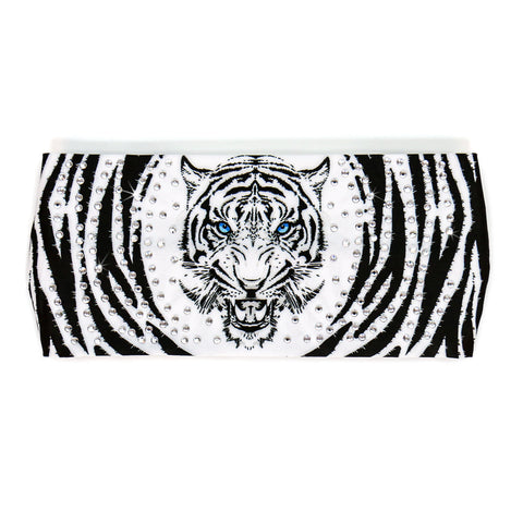 Hot Leathers Bling Bands White Tiger Rhinestone Crystal Headband Wraps RWC2050