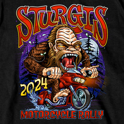 2024 Sturgis Bigfoot Black Motorcycle Rally Tee Shirt SPB1111