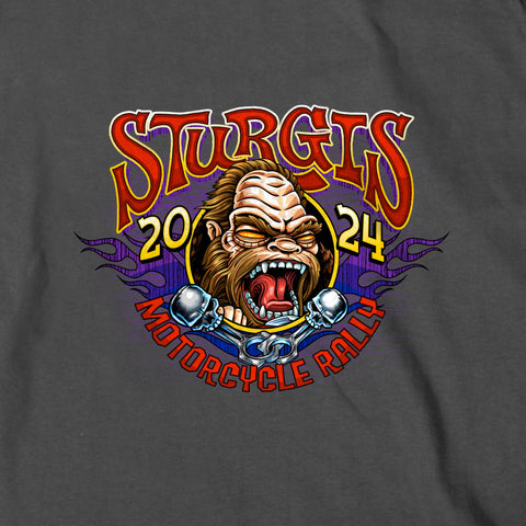 2024 Sturgis Bigfoot Charcoal Motorcycle Rally Tee Shirt SPB1112