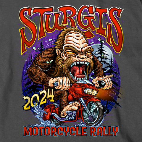 2024 Sturgis Bigfoot Charcoal Motorcycle Rally Tee Shirt SPB1112