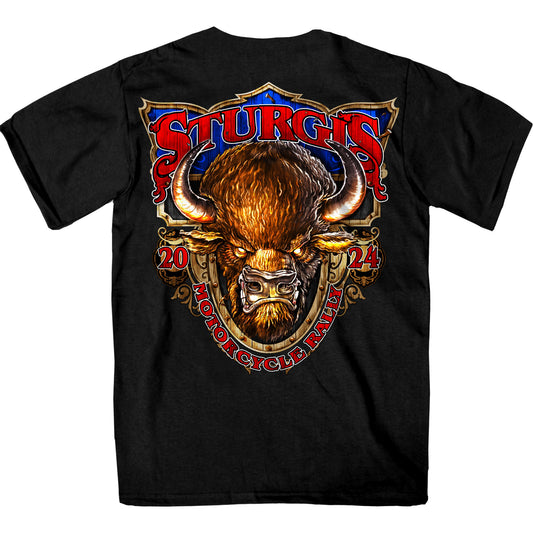 2024 Sturgis Buffalo Black Motorcycle Rally Tee Shirt SPB1114