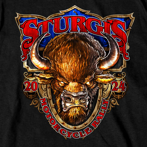 2024 Sturgis Buffalo Black Motorcycle Rally Tee Shirt SPB1114