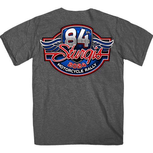 2024 Sturgis Motorcycle Rally Logo Heather Charcoal Tee Shirt SPB1122