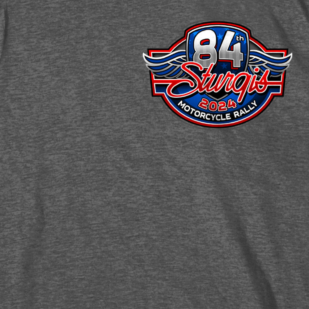 2024 Sturgis Motorcycle Rally Logo Heather Charcoal Tee Shirt SPB1122