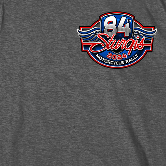 2024 Sturgis Motorcycle Rally Logo Heather Charcoal Tee Shirt SPB1122