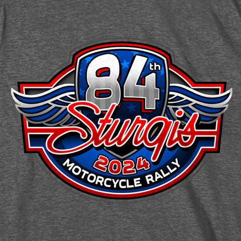 2024 Sturgis Motorcycle Rally Logo Heather Charcoal Tee Shirt SPB1122