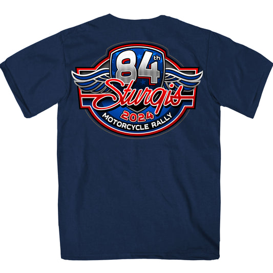 2024 Sturgis Motorcycle Rally Logo Navy Tee Shirt SPB1123