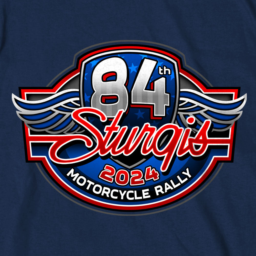2024 Sturgis Motorcycle Rally Logo Navy Tee Shirt SPB1123