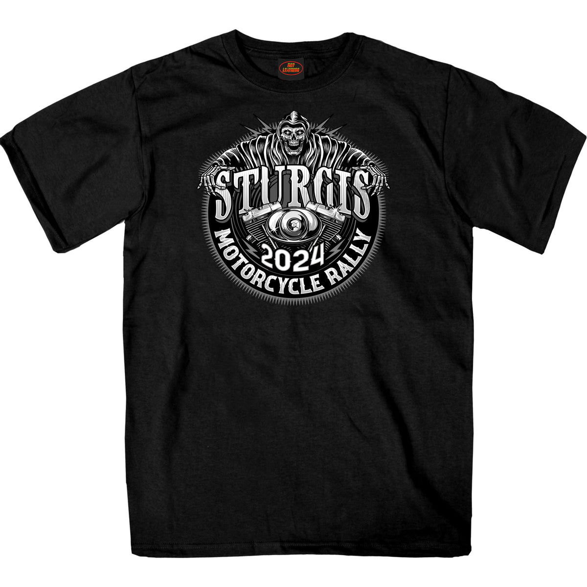 2024 Sturgis Motorcycle Rally Reaper and Shredder Skull Black T-Shirt SPB1125