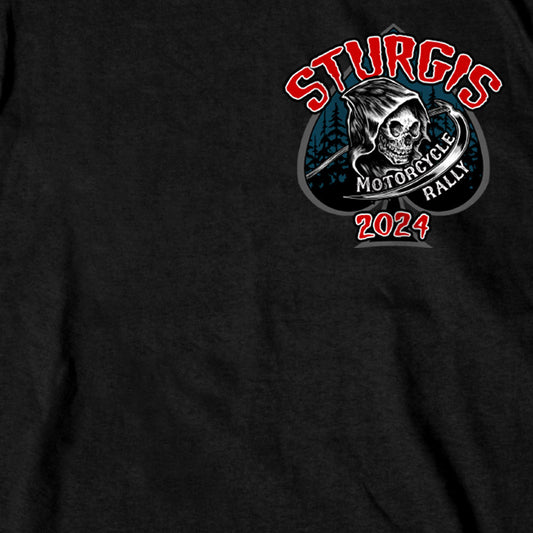 2024 Sturgis Motorcycle Rally Reaper Rider Black T-Shirt SPB1129