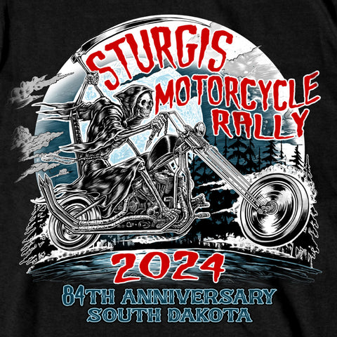 2024 Sturgis Motorcycle Rally Reaper Rider Black T-Shirt SPB1129